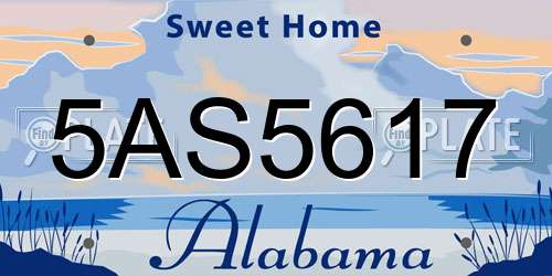 5AS5617 Alabama License Plate