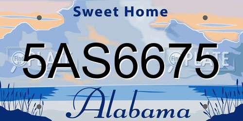 5AS6675 Alabama License Plate