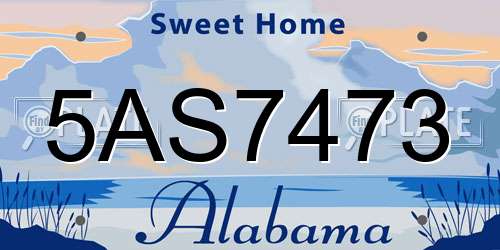 5AS7473 Alabama License Plate