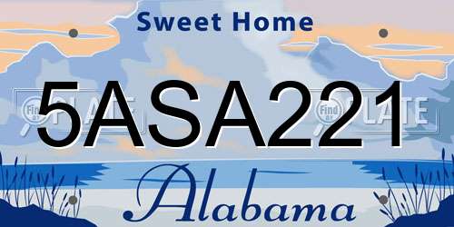 5ASA221 Alabama License Plate