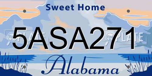 5ASA271 Alabama License Plate