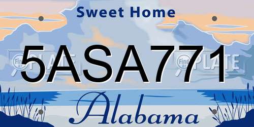 5ASA771 Alabama License Plate