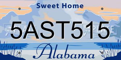 5AST515 Alabama License Plate