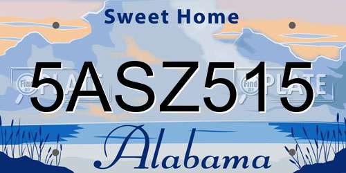 5ASZ515 Alabama License Plate