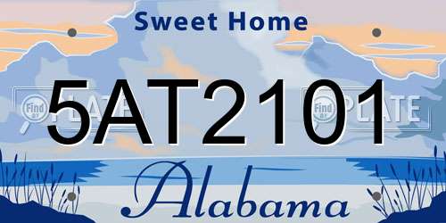 5AT2101 Alabama License Plate