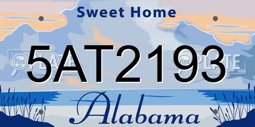 5AT2193 Alabama License Plate