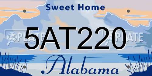 5AT220 Alabama License Plate