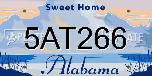 5AT266 Alabama License Plate