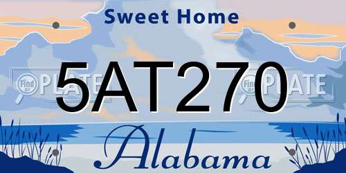 5AT270 Alabama License Plate
