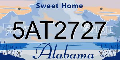 5AT2727 Alabama License Plate