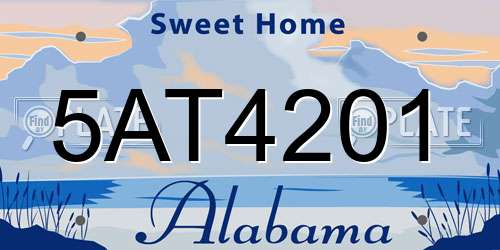 5AT4201 Alabama License Plate