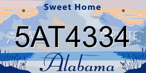 5AT4334 Alabama License Plate