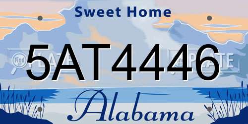 5AT4446 Alabama License Plate
