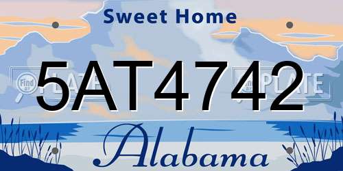 5AT4742 Alabama License Plate