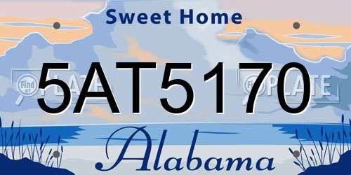 5AT5170 Alabama License Plate