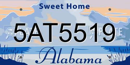 5AT5519 Alabama License Plate