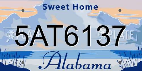 5AT6137 Alabama License Plate