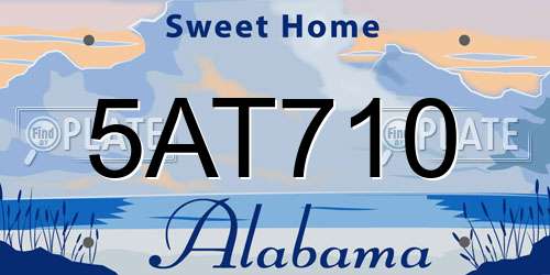 5AT710 Alabama License Plate