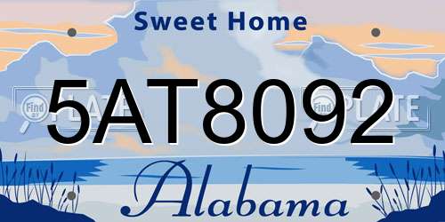 5AT8092 Alabama License Plate