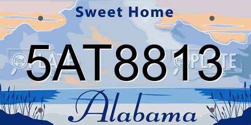 5AT8813 Alabama License Plate