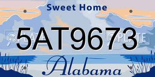 5AT9673 Alabama License Plate