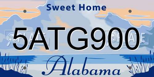 5ATG900 Alabama License Plate