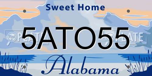 5ATO55 Alabama License Plate