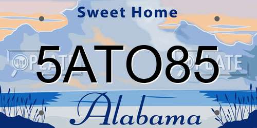5ATO85 Alabama License Plate