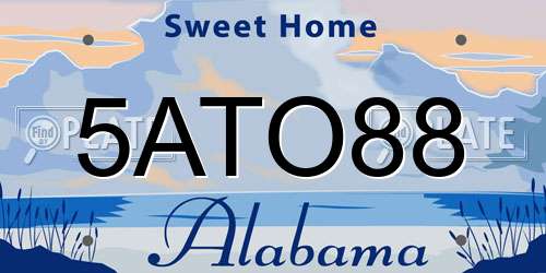5ATO88 Alabama License Plate