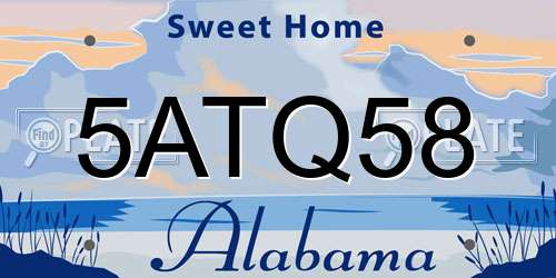5ATQ58 Alabama License Plate