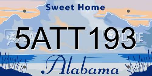 5ATT193 Alabama License Plate