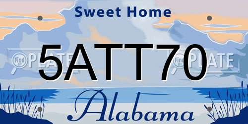 5ATT70 Alabama License Plate