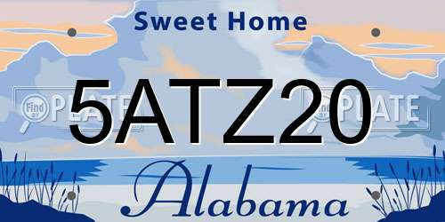 5ATZ20 Alabama License Plate