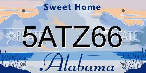 5ATZ66 Alabama License Plate
