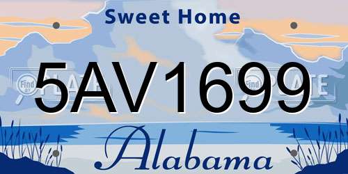 5AV1699 Alabama License Plate
