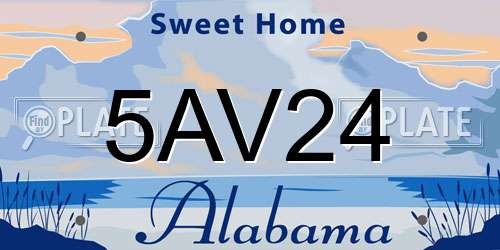 5AV24 Alabama License Plate