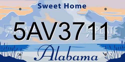 5AV3711 Alabama License Plate