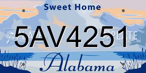 5AV4251 Alabama License Plate