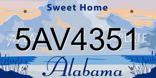 5AV4351 Alabama License Plate
