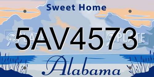 5AV4573 Alabama License Plate