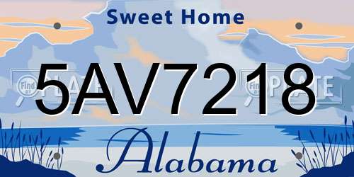 5AV7218 Alabama License Plate