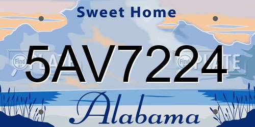 5AV7224 Alabama License Plate