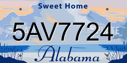 5AV7724 Alabama License Plate