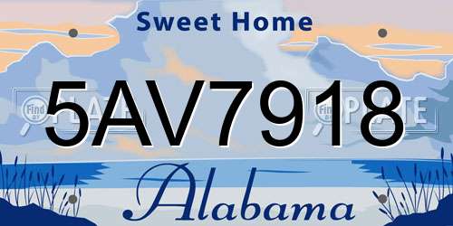 5AV7918 Alabama License Plate