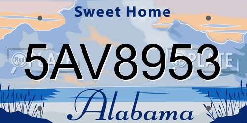 5AV8953 Alabama License Plate