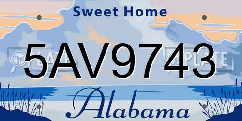 5AV9743 Alabama License Plate