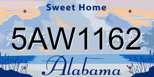 5AW1162 Alabama License Plate