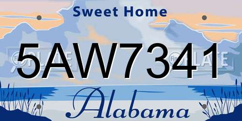 5AW7341 Alabama License Plate