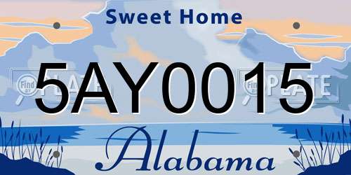 5AY0015 Alabama License Plate