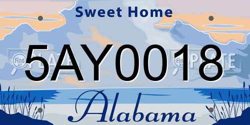 5AY0018 Alabama License Plate